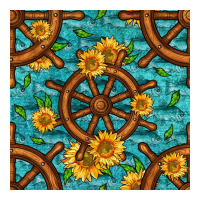 Lake Boat Rudder And Sunflowers Seamless Pattern | Teevron