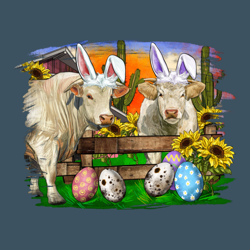 Easter Farm Cows Bunny Ears And Eggs Urban Heavy Tee by RanaPortraitStore | Teevron