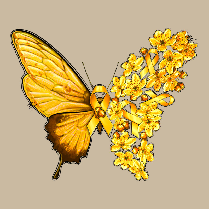 Flowers And Childhood Cancer Ribbon Butterfly Long Sleeve Tee by texasbilliewilder | Teevron
