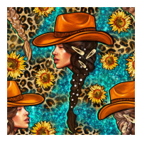 Western Girl Hair Clasp And Sunflower With Leopard And Glitter Seamles | Teevron