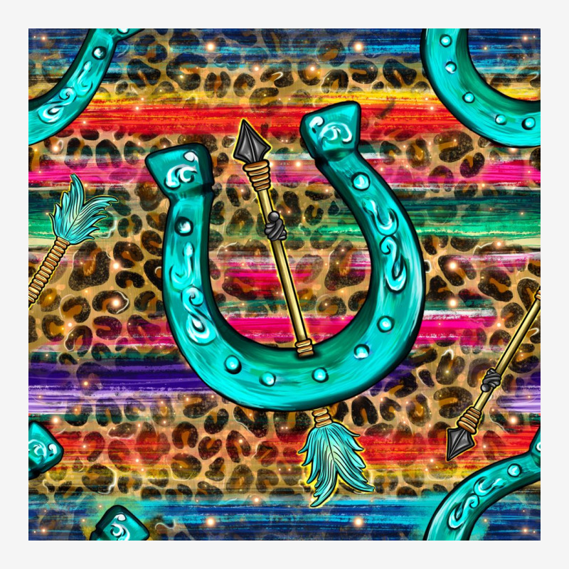 Western Horseshoe And Arrow With Leopard And Serape Seamless Pattern Urban Hoodie by BundleAndBundleShop | Teevron