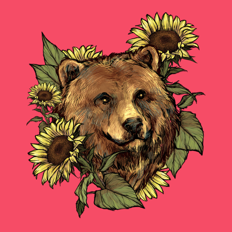 Bear Head Sunflowers Premium Sweatshirt by NancyCooperArtShop | Teevron