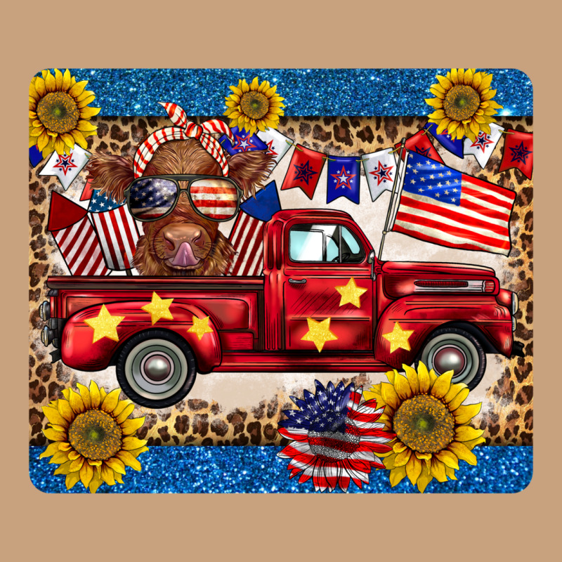 4th Of July Truck Cow Mousepad Vintage Tee by BarkalooDesign | Teevron