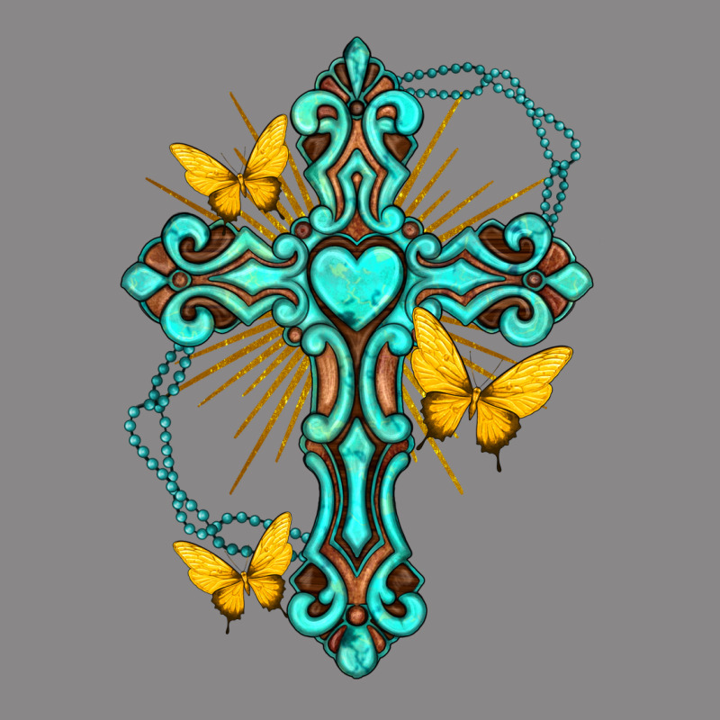 Cross With Heart Shaped Gemstone And Butterfly Vintage Tee by texasbilliewilder | Teevron