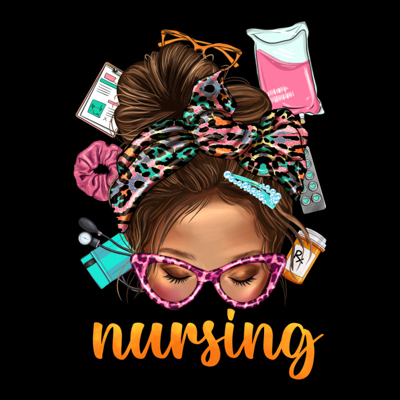 Messy Bun Nursing With Leopard Glasses Bbs Urban Hoodie by BundleAndBundleShop | Teevron