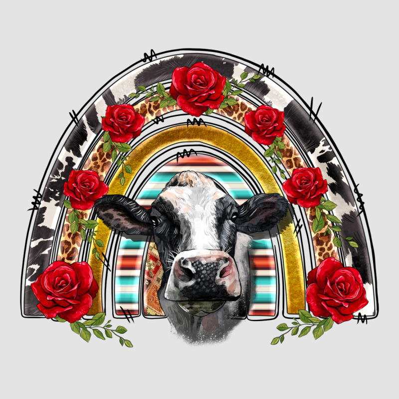 Black And White Baby Cow Floral Rose Rainbow Premium Sweatshirt by BarkalooDesign | Teevron