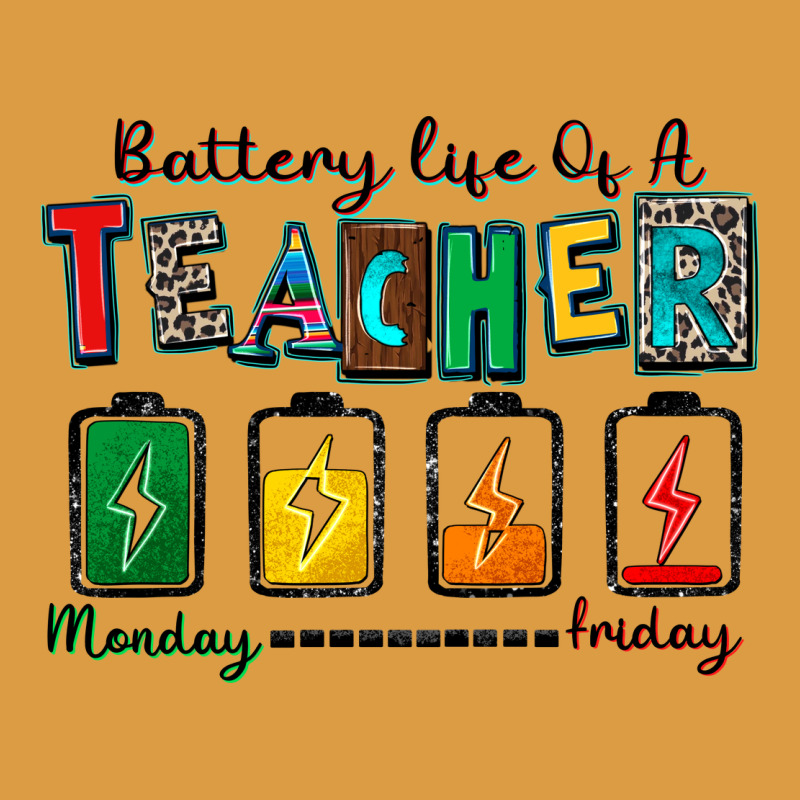 Battery Life Of A Teacher Urban Heavy Tee by Zillion Design Studio | Teevron