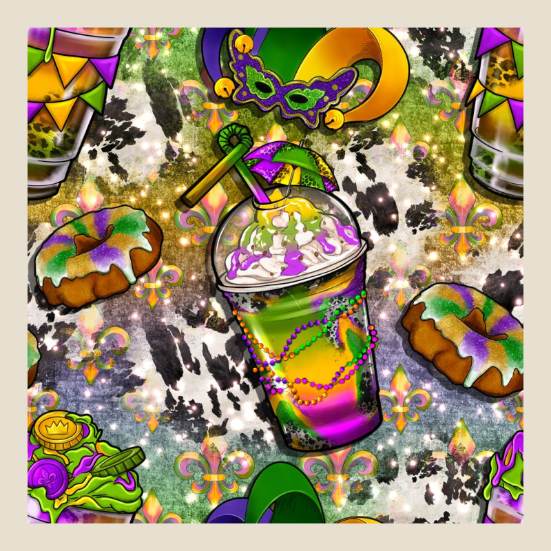 Mardi Gras Coffee Cups And Donut With Cowhide Urban Hoodie by BundleAndBundleShop | Teevron