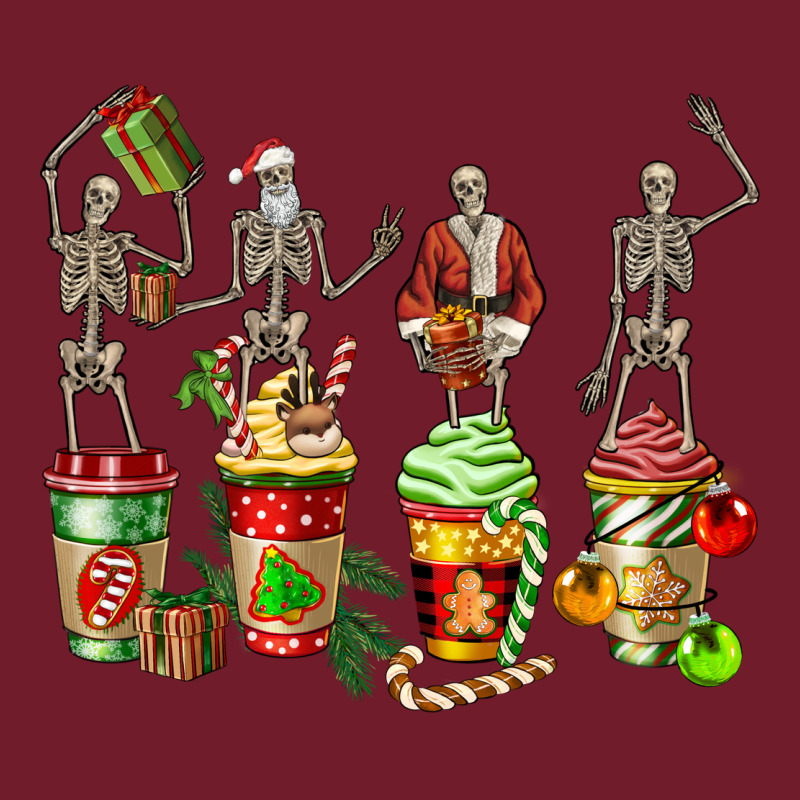 Christmas Skeleton Coffee Cups Zipper Hoodie by FaDigitalArtStudio | Teevron