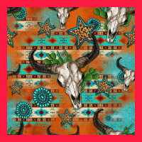 Western Bull Skull Seamless Pattern Zipper Hoodie | Teevron