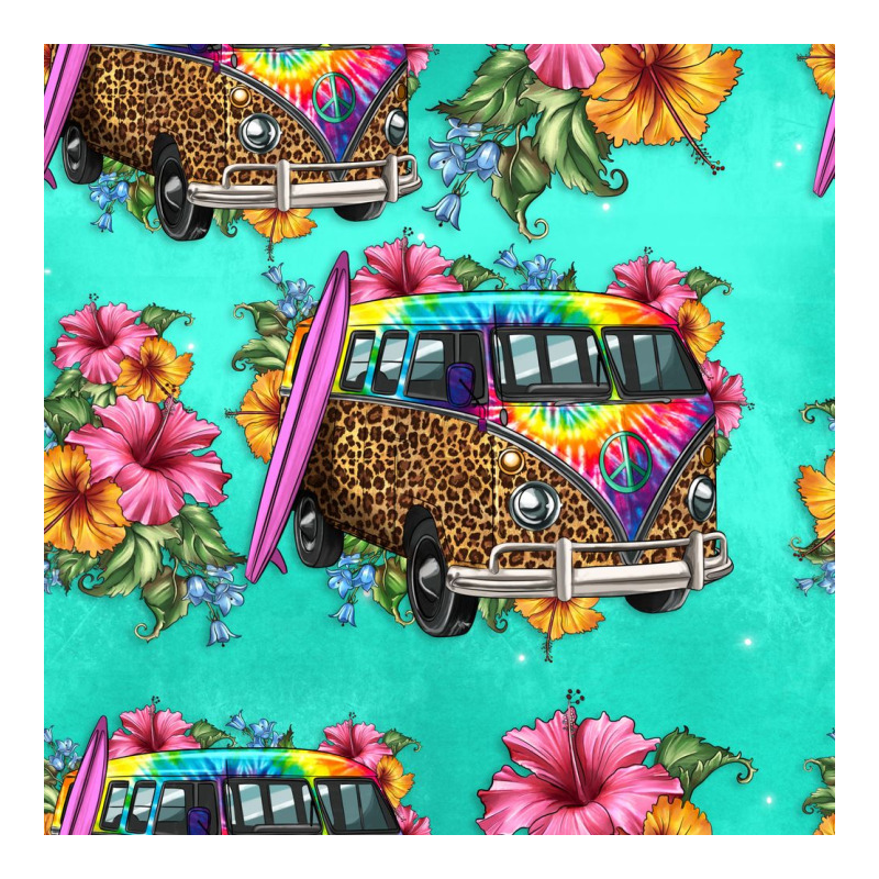 Floral Hippie Truck Seamless Pattern Zipper Hoodie by HRA Design Shop | Teevron