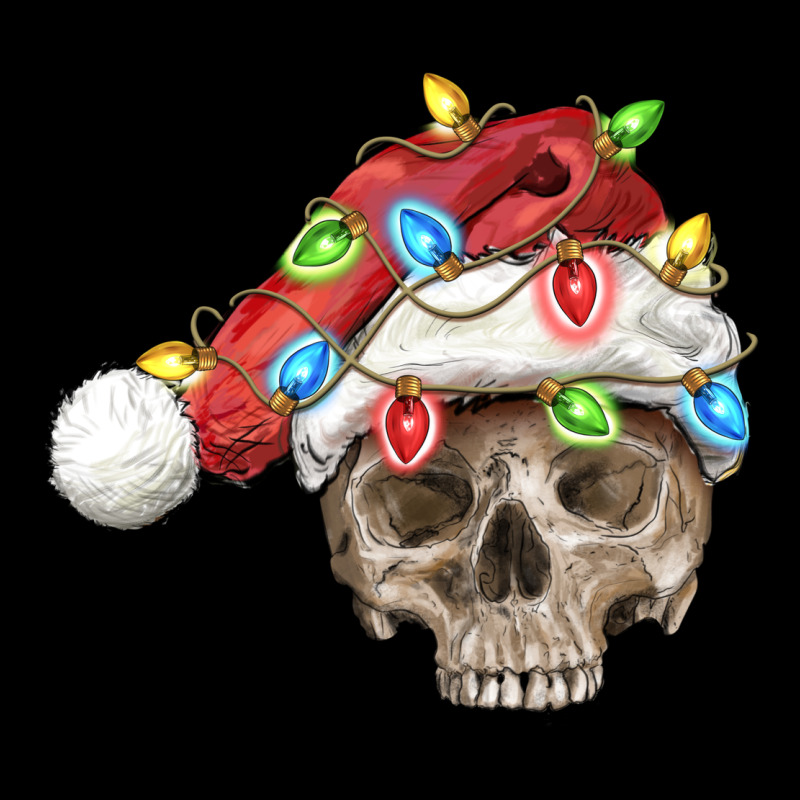 Christmas Skull With Santa Hat Zipper Hoodie by FaDigitalArtStudio | Teevron