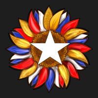 American Flag And Sunflower With Star Heavyweight Hoodie | Teevron