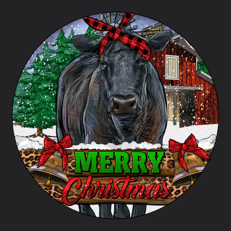 Black Angus Cattle Merry Christmas Vintage Tee by RanaPortraitStore | Teevron
