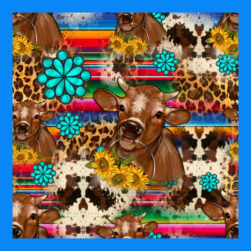 Western Sunflower Bucket Cow Seamless Pattern Zipper Hoodie by HRA Design Shop | Teevron