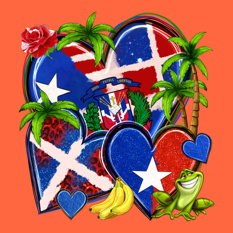 Puerto Rico With Dominican Republic Hearts Premium Hoodie by NancyCooperArtShop | Teevron