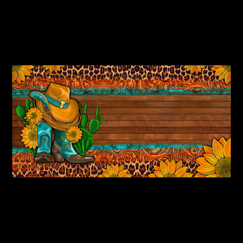 Custom Cowboy Boots Sunflowers And Cactus License Plate Premium Sweatshirt by Artiststas | Teevron