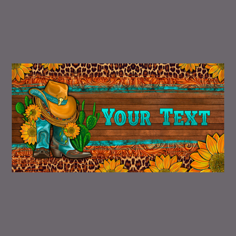 Preview Custom Cowboy Boots Sunflowers And Cactus License Plate Premium Sweatshirt by Artiststas | Teevron