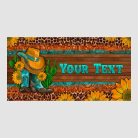 (preview)custom Cowboy Boots Sunflowers And Cactus License Plate Premium Sweatshirt | Teevron