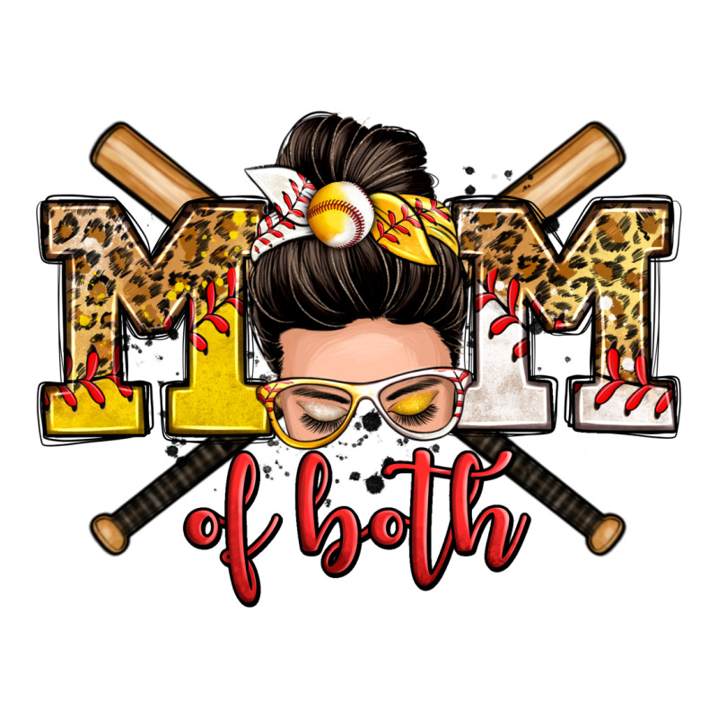 Mom Of Both Baseball And Softball Messy Bun Classic Tee by Zillion Design Studio | Teevron
