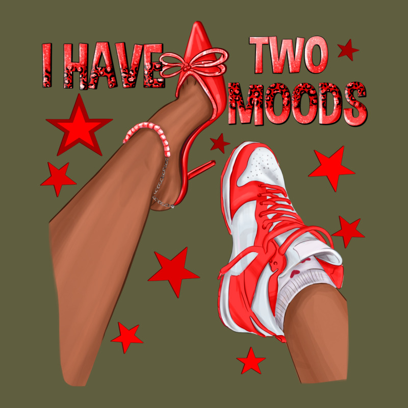 Bright Red I Have Two Moods Afro Girl Sneakers Vintage Tee by texasbilliewilder | Teevron