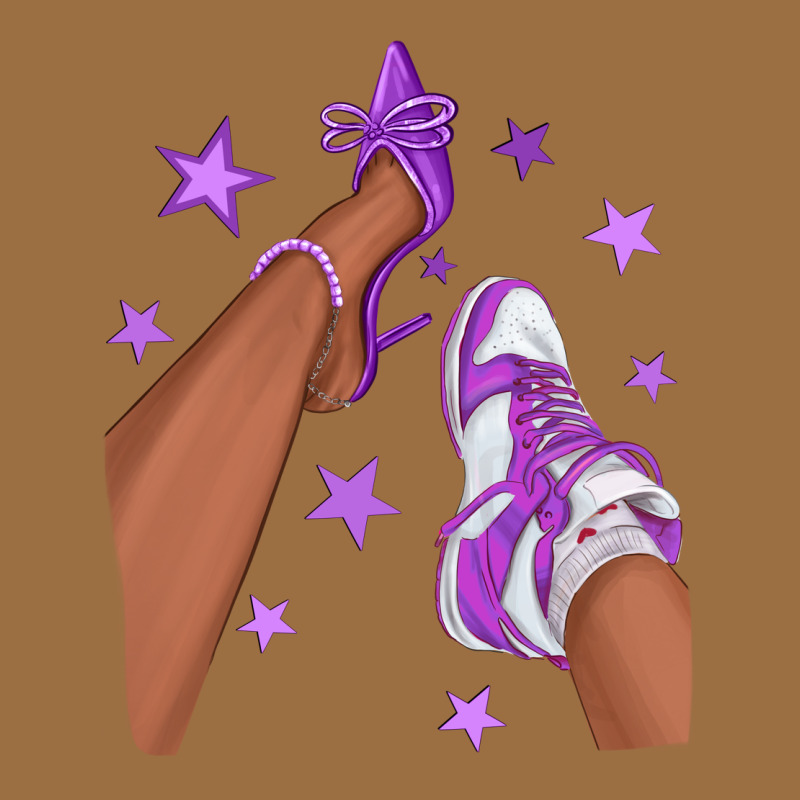 Purple Afro Girl Sneakers And Heels Vintage Tee by texasbilliewilder | Teevron