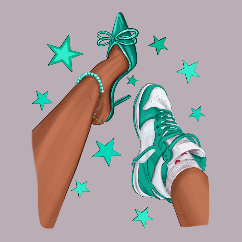 Teal Afro Girl Sneakers And Heels Vintage Tee by texasbilliewilder | Teevron