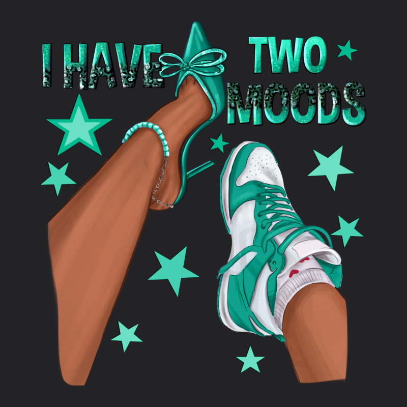 Teal I Have Two Moods Afro Girl Sneakers Vintage Tee by texasbilliewilder | Teevron