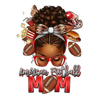 american football mom red and silver afro messy bu | Teevron