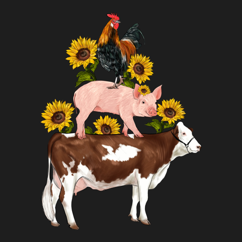 Western Farm Life Cow Pig Rooster With Sunflowers Heavyweight Hoodie by Artiststas | Teevron