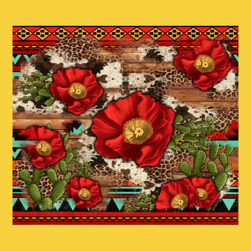 Red Flower And Cactus With Cowhide And Aztec Premium Sweatshirt by Artiststas | Teevron