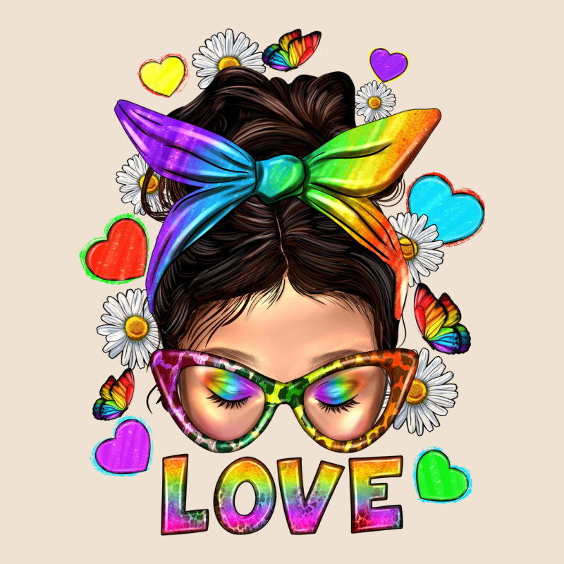 Lgbtq+ Messy Bun Mum Love With Hearts Urban Hoodie by BundleAndBundleShop | Teevron