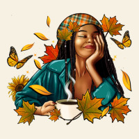 Fall Afro Woman With Coffee Vintage Tee | Teevron