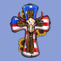 American Flag Cross Cow Skull Sunflowers Long Sleeve Tee | Teevron