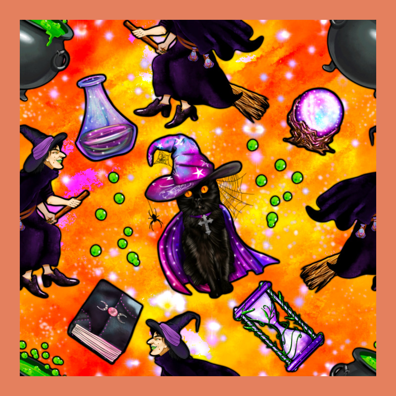 Halloween Cat And Witch Seamless Pattern Classic Tee by BundleAndBundleShop | Teevron