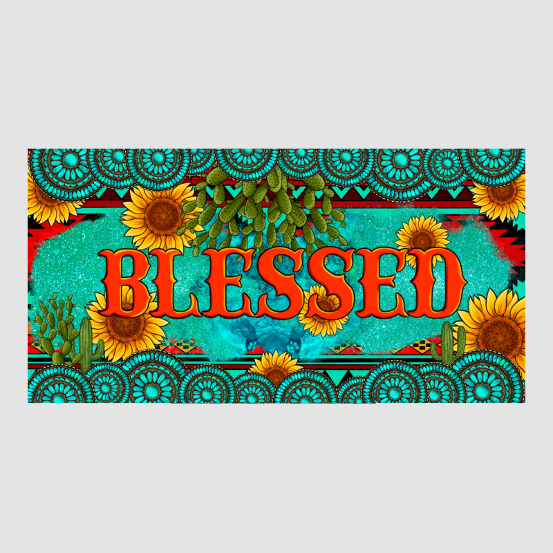 Blessed Turquoise Gemstone Cactus And Sunflower Licanse Plate Premium Sweatshirt by Artiststas | Teevron