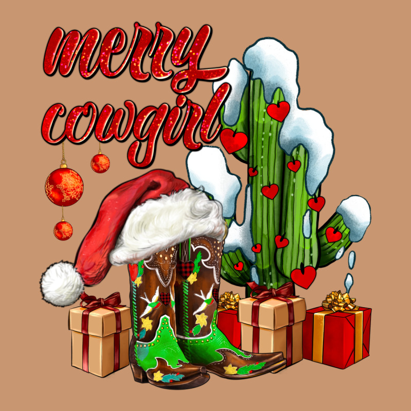 Merry Cowgirl  Boots And Cactus With Gifts Heavyweight Hoodie by AdoDesignShop | Teevron