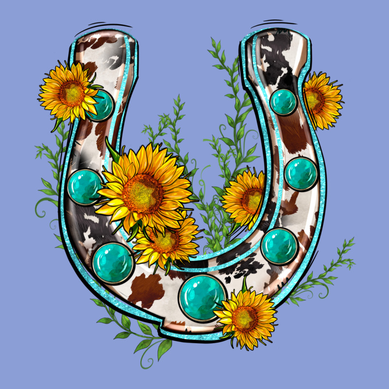 Cowhide Sunflower Horseshoe Long Sleeve Tee by Zillion Design Studio | Teevron