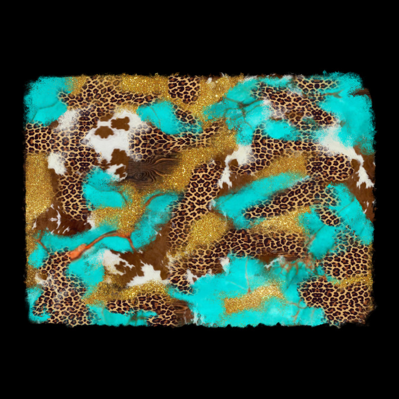 Western Turquoise Leopard And Cowhide Background Premium Sweatshirt by Artiststas | Teevron