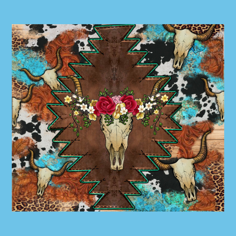 Western Floral Bullskull Cowhide And Leopard Premium Sweatshirt by Artiststas | Teevron
