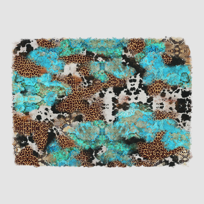 Western Cowhide And Leopard With Turquoise Background Premium Sweatshirt by Artiststas | Teevron