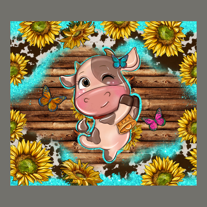Western Cute Cow With Sunflower Premium Hoodie by NancyCooperArtShop | Teevron
