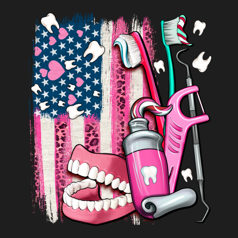 American Flag And Dental Elements With Teeth Heavyweight Hoodie by AdoDesignShop | Teevron