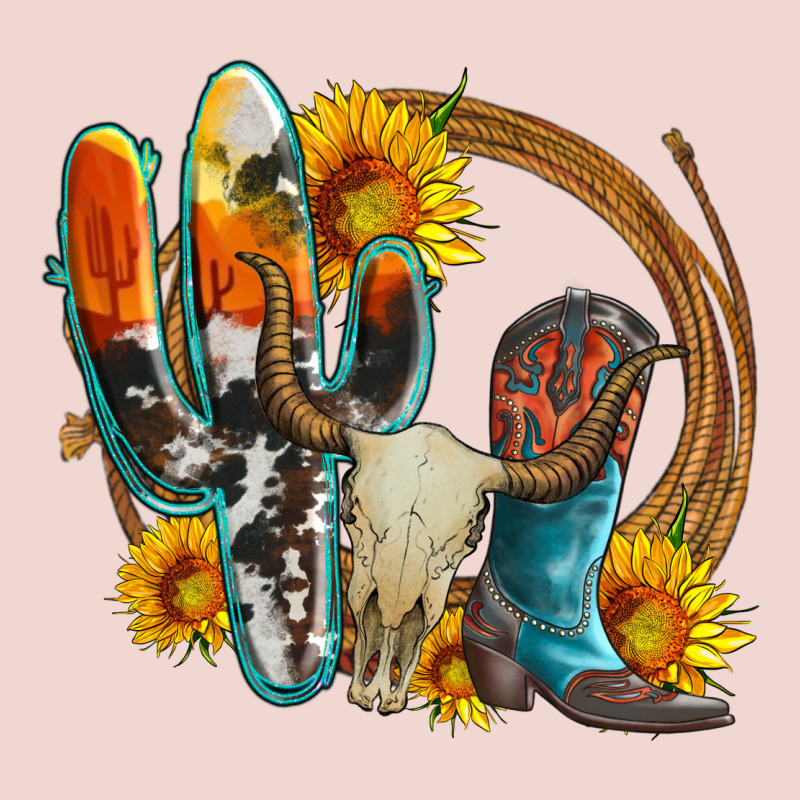 Western Cactus Bullskull And Boots With Sunflowers And Serape Leopard Premium Sweatshirt by Artiststas | Teevron