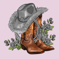 Gray Cowgirl And Roses Ladies Tee | Teevron