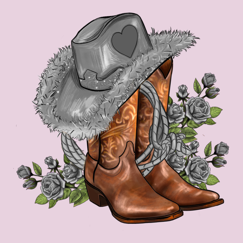 Gray Cowgirl And Roses Ladies Tee by AdoDesignShop | Teevron