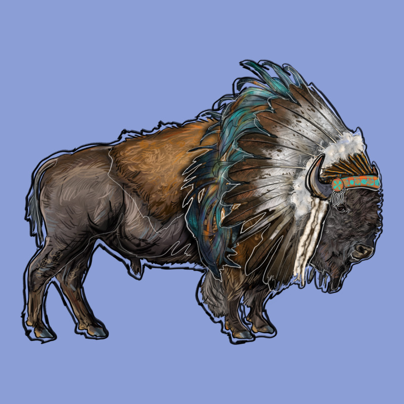Bison With Indian Headdress Long Sleeve Tee by RanaPortraitStore | Teevron