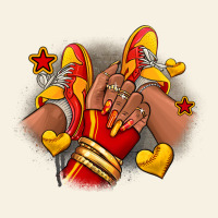 Softball Afro Girl Sneakers Vintage Tee | Teevron