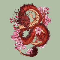 Red Dragon And Sakura Cherry Blossoms Urban Heavy Tee | Teevron