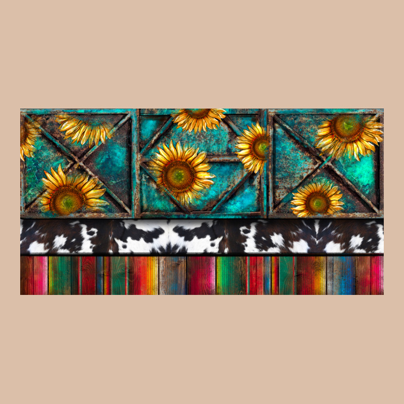 Rusty Sunflowers With Cowhide And Turquoise Urban Heavy Tee by RanaPortraitStore | Teevron